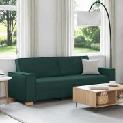 vidaXL 3-Sits soffa med kudde Mörkgrön 220 x 78 x 84 cm tyg