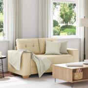 vidaXL Tvåsitssoffa med kudde Kräm tyg