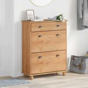 vidaXL Skoskåp med låda ASKIM Brun 85 x 35 x 108 cm Massiv furu