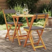 vidaXL Trädgårds Bistro Set med kudde 3 pcs Brun massivt akacia