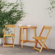 vidaXL Bistroset 3 pcs Brun massivt akacia