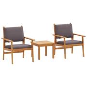 vidaXL Trädgårdsoffset 3 pcs Brun 45 x 45 x 38cm Massivt akaciaträ
