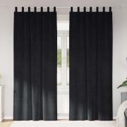 vidaXL Gardiner med gardiner 2 pcs Svart 140 x 225 cm Sammet