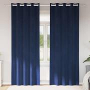 vidaXL Gardiner med gardiner 2 pcs Mörkblå 140 x 260 cm Sammet