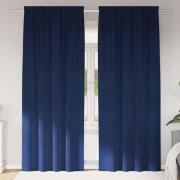 vidaXL Gardiner med gardiner 2 pcs Mörkblå 140 x 260 cm Sammet