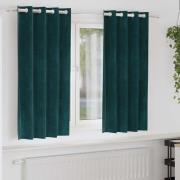 vidaXL Gardiner med gardiner 2 pcs Mörkgrön 140 x 175 cm Sammet