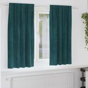 vidaXL Gardiner med gardiner 2 pcs Mörkgrön 140 x 175 cm Sammet