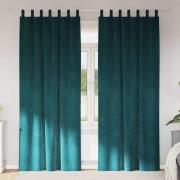 vidaXL Gardiner med gardiner 2 pcs Mörkgrön 140 x 245 cm Sammet