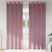 vidaXL Gardiner med gardiner 2 pcs Mörk rosa 140 x 225 cm Sammet