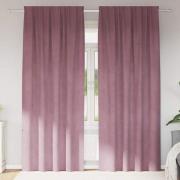 vidaXL Gardiner med gardiner 2 pcs Mörkrosa 140 x 260 cm Sammet