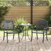 vidaXL Trädgård Stol 2 pcs Svart 55 x 56.5 x 91cm Aluminium