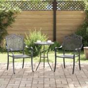 vidaXL Trädgård Stol 2 pcs Svart 55 x 56.5 x 91cm Aluminium