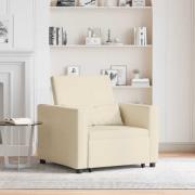 vidaXL Enkel Soffbed Reclining med hjul Kräm 90 x 165 x 87 cm tyg