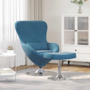 vidaXL Äggstol med Fotpall Blå 63 x 73 x 90 cm Sammet