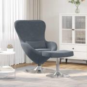 vidaXL Äggstol med Fotpall Mörkgrå 63 x 73 x 90 cm Sammet