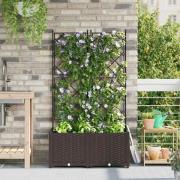 vidaXL Trädgårdsplanterare med trellis 2 pcs Brun 80 x 40 x 143 cm PP