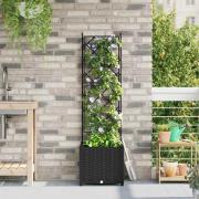 vidaXL Trädgårdsplanterare med trellis Svart 40 x 40 x 143 cm PP