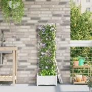 vidaXL Trädgårdsplanterare med trellis Vit 40 x 40 x 125.5 cm PP