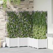 vidaXL Trädgårdsplanterare med trellis 5 pcs Vit 120 x 120 x 143 cm PP