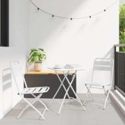 vidaXL Fällstol för trädgård 2 pcs Vit 55 x 56.5 x 91cm Stål