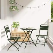 vidaXL Bistroset 3 pcs Mörkgrön Stål