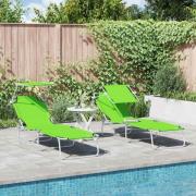vidaXL Solstol 2-person 2 pcs Grön 58 x 188 x 77cm tyg