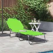 vidaXL Hopfällbar solstol 1-person Grön 56 x 189 x 87cm tyg