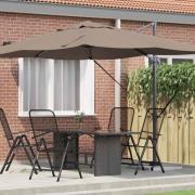 vidaXL Kantilever Roma Parasoll Taupe och svart 352 x 251 x 260 cm