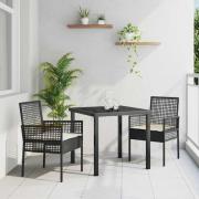 vidaXL Trädgård Stol 2 pcs Svart 53 x 60 x 85cm konstrotting