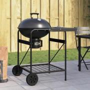vidaXL Utomhusgrill med hjul Svart 91 x 71 x 107 cm Metall