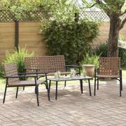 vidaXL Trädgårdsmöbelset 4 pcs Brun konstrotting