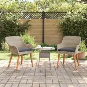 vidaXL Trädgård Stol 2 pcs Ljusgrå 55 x 62.5 x 82cm konstrotting
