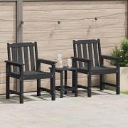 vidaXL Trädgårdsstol med kudde 2 pcs Svart 65.5 x 59 x 88cm Plast