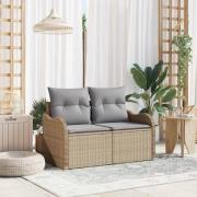 vidaXL Trädgårdsoffa med kudde Beige 121 x 62 x 69cm konstrotting