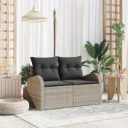 vidaXL Trädgårdsoffa med kudde Ljusgrå 124 x 62 x 69 cm konstrotting