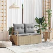 vidaXL Trädgårdsoffa med kudde Beige 120 x 62 x 69 cm konstrotting