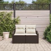 vidaXL Trädgårdsoffa med kudde Brun 123 x 62 x 69cm konstrotting