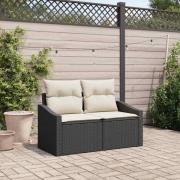 vidaXL Trädgårdsoffa med kudde Svart 123 x 62 x 69cm konstrotting