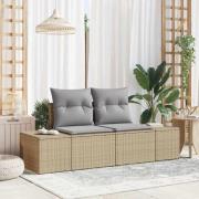 vidaXL Trädgårdsoffa med kudde Beige 123 x 62 x 69cm konstrotting