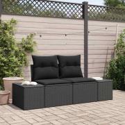 vidaXL Trädgårdsoffa med kudde Svart 123 x 62 x 69cm konstrotting