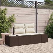 vidaXL Trädgårdsoffa med kudde Brun 123 x 62 x 69cm konstrotting