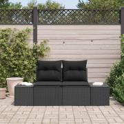 vidaXL Trädgårdsoffa med kudde Svart 123 x 62 x 69cm konstrotting