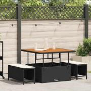 vidaXL Trädgårdsmöbelset 3 pcs Svart Poly rattan