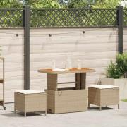 vidaXL Trädgårdsmöbelset 3 pcs Beige Poly rattan