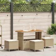 vidaXL Trädgårdsmöbelset 4 pcs Beige Poly rattan