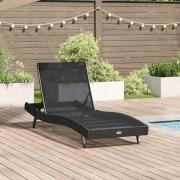 vidaXL Solstol Reclining Svart 70 x 197 x 82 cm Poly Rattan och Metall