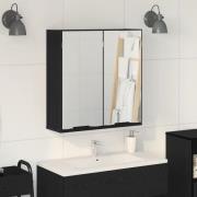 vidaXL Spegelskåp med hylla Svart Ek 64 x 20 x 67 cm Konstruerat trä