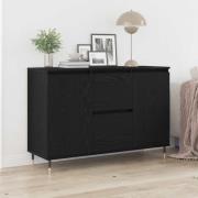 vidaXL Sideboard med låda Svart Ek 101,5 x 35 x 70 cm Konstruerat trä