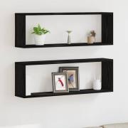 vidaXL Vägghylla 2 pcs Svart ek 80 x 15 x 26 cm Konstruerat trä