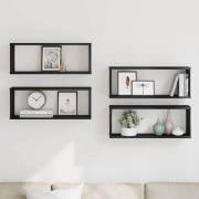 vidaXL Vägghyllor 4 pcs Svart ek 60 x 15 x 23 cm Konstruerat trä